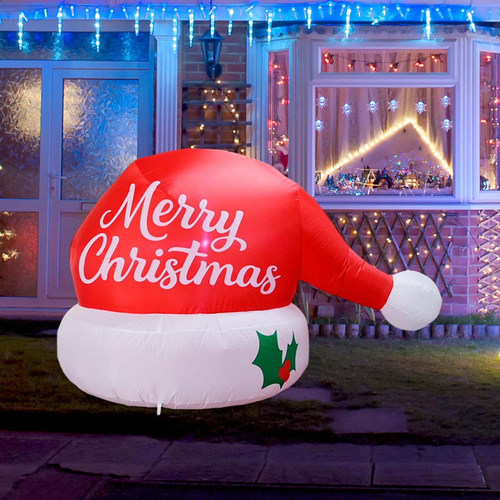 Giant Red Inflatable Xmas Hat  - Xmas Outdoor Lighting Decorations reseña y precio